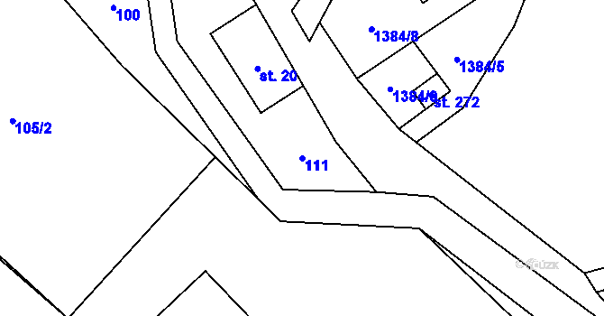 Parcela st. 111 v KÚ Horní Kalná, Katastrální mapa