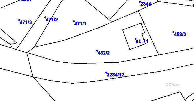 Parcela st. 452/2 v KÚ Horní Kalná, Katastrální mapa