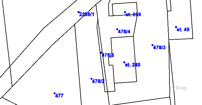 Parcela st. 478/5 v KÚ Horní Kalná, Katastrální mapa