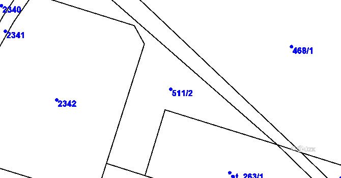 Parcela st. 511/2 v KÚ Horní Kalná, Katastrální mapa