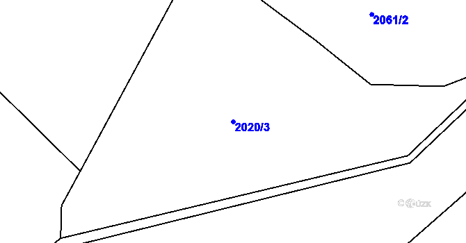 Parcela st. 2020/3 v KÚ Horní Kalná, Katastrální mapa