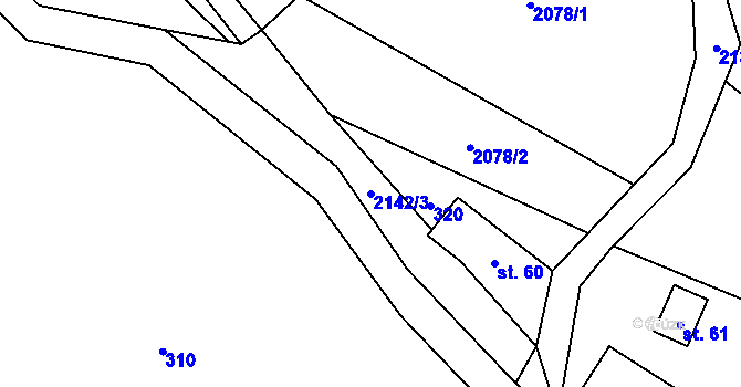 Parcela st. 2142/3 v KÚ Horní Kalná, Katastrální mapa