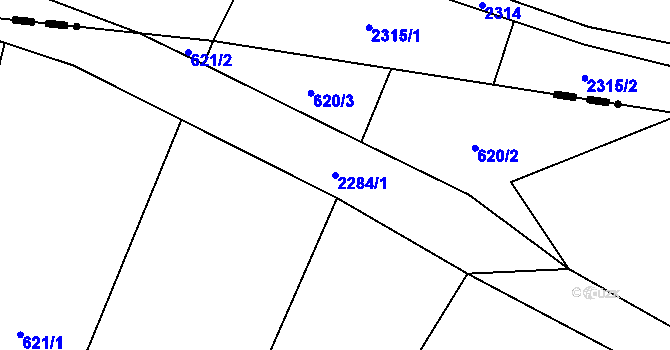 Parcela st. 2284/1 v KÚ Horní Kalná, Katastrální mapa