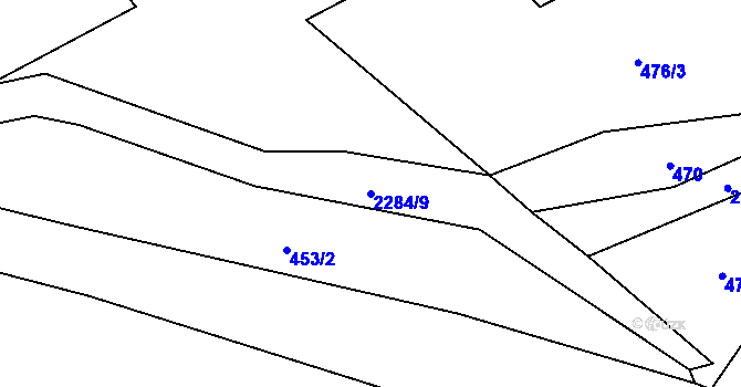 Parcela st. 2284/9 v KÚ Horní Kalná, Katastrální mapa