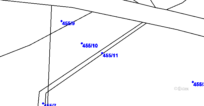 Parcela st. 455/11 v KÚ Horní Kalná, Katastrální mapa