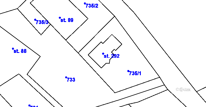 Parcela st. 292 v KÚ Horní Kalná, Katastrální mapa