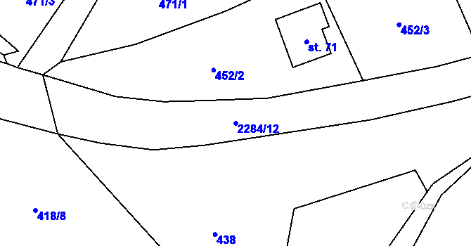Parcela st. 2284/12 v KÚ Horní Kalná, Katastrální mapa