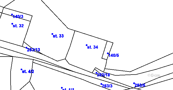 Parcela st. 34 v KÚ Dolní Kamenice u Holýšova, Katastrální mapa
