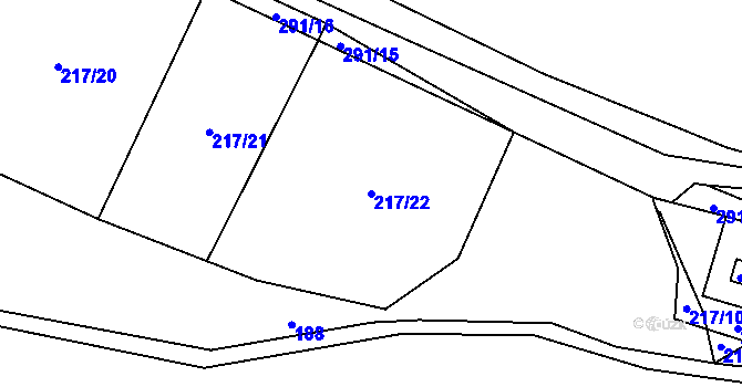 Parcela st. 217/22 v KÚ Dolní Kamenice u Holýšova, Katastrální mapa