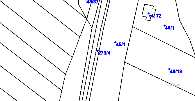 Parcela st. 273/4 v KÚ Dolní Kamenice u Holýšova, Katastrální mapa