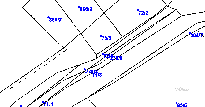 Parcela st. 72/4 v KÚ Dolní Kamenice u Holýšova, Katastrální mapa