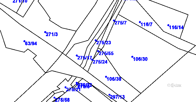 Parcela st. 275/55 v KÚ Dolní Kamenice u Holýšova, Katastrální mapa