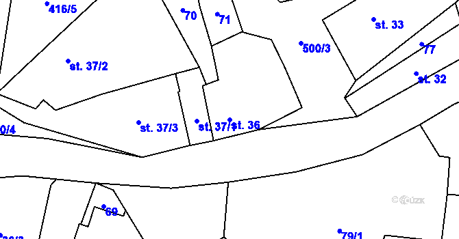 Parcela st. 36 v KÚ Horní Kamenice u Staňkova, Katastrální mapa