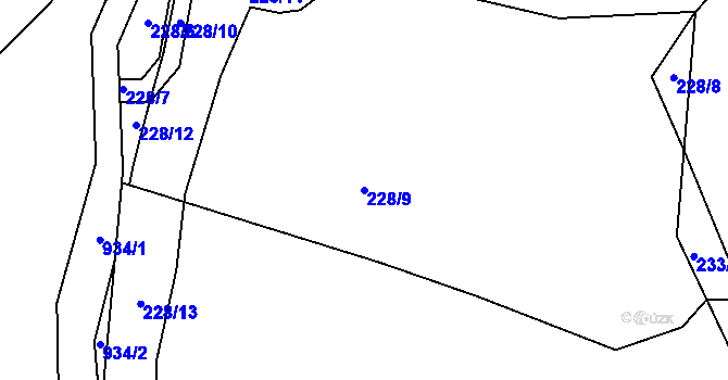 Parcela st. 228/9 v KÚ Horní Kamenice u Staňkova, Katastrální mapa