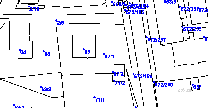 Parcela st. 67/1 v KÚ Horní Kosov, Katastrální mapa