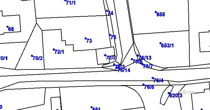 Parcela st. 72/2 v KÚ Horní Kosov, Katastrální mapa