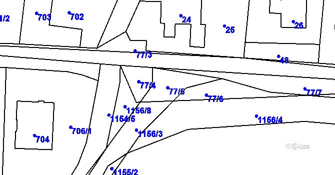 Parcela st. 77/5 v KÚ Horní Kosov, Katastrální mapa