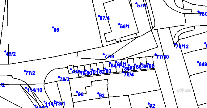 Parcela st. 77/9 v KÚ Horní Kosov, Katastrální mapa