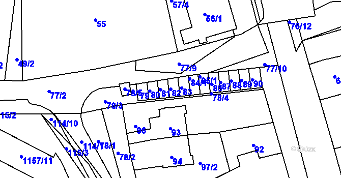 Parcela st. 82 v KÚ Horní Kosov, Katastrální mapa