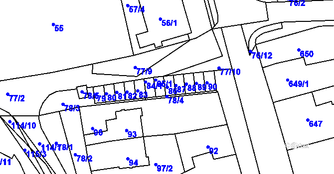 Parcela st. 86 v KÚ Horní Kosov, Katastrální mapa