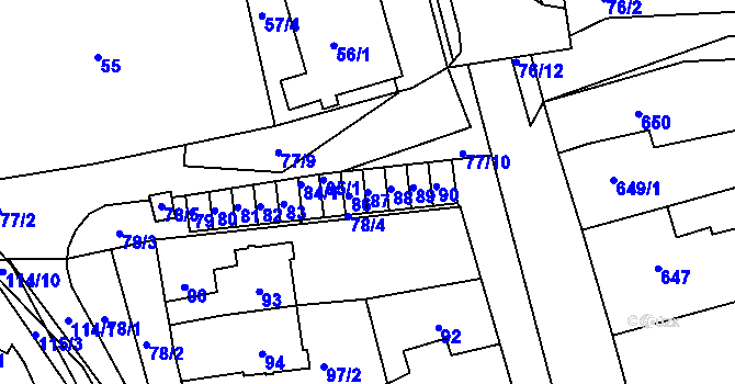 Parcela st. 87 v KÚ Horní Kosov, Katastrální mapa