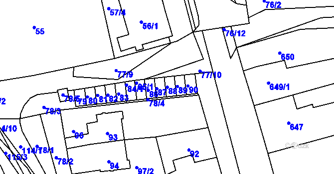 Parcela st. 88 v KÚ Horní Kosov, Katastrální mapa