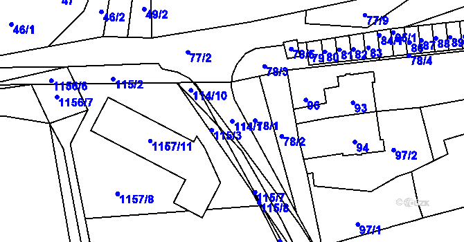 Parcela st. 114/1 v KÚ Horní Kosov, Katastrální mapa