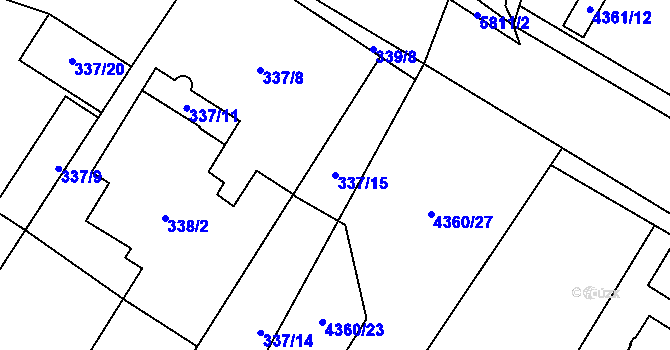 Parcela st. 337/15 v KÚ Horní Kosov, Katastrální mapa