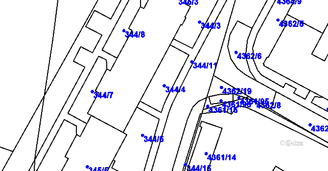 Parcela st. 344/4 v KÚ Horní Kosov, Katastrální mapa