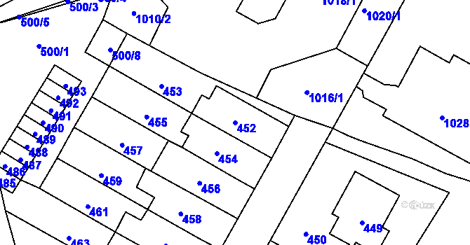 Parcela st. 452 v KÚ Horní Kosov, Katastrální mapa
