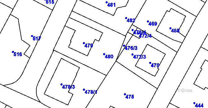 Parcela st. 480 v KÚ Horní Kosov, Katastrální mapa