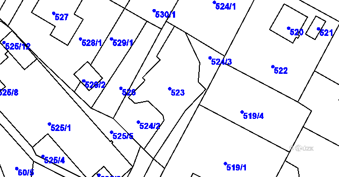 Parcela st. 523 v KÚ Horní Kosov, Katastrální mapa