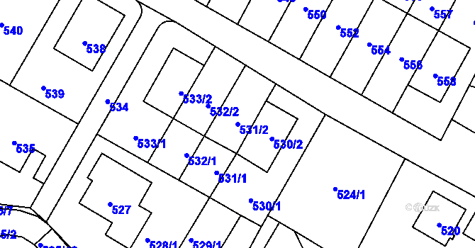 Parcela st. 531/2 v KÚ Horní Kosov, Katastrální mapa