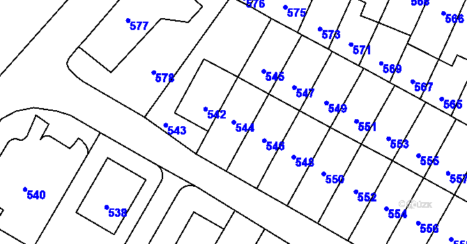 Parcela st. 544 v KÚ Horní Kosov, Katastrální mapa