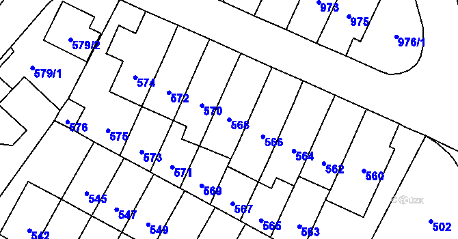 Parcela st. 568 v KÚ Horní Kosov, Katastrální mapa