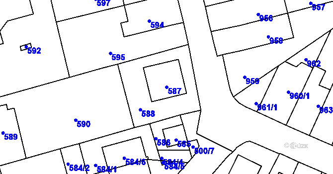 Parcela st. 587 v KÚ Horní Kosov, Katastrální mapa