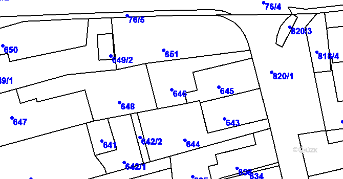 Parcela st. 646 v KÚ Horní Kosov, Katastrální mapa
