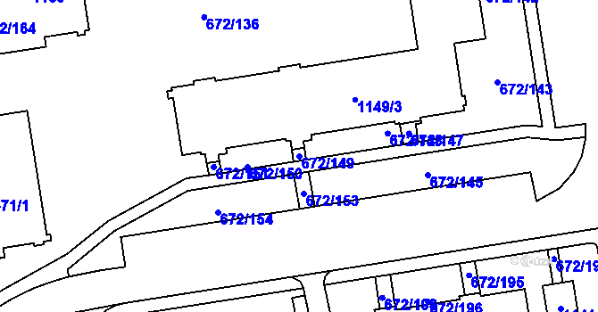 Parcela st. 672/149 v KÚ Horní Kosov, Katastrální mapa