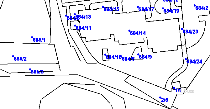 Parcela st. 684/10 v KÚ Horní Kosov, Katastrální mapa