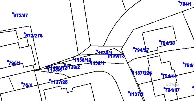Parcela st. 1139/1 v KÚ Horní Kosov, Katastrální mapa