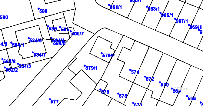 Parcela st. 579/2 v KÚ Horní Kosov, Katastrální mapa
