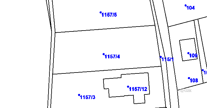 Parcela st. 1157/4 v KÚ Horní Kosov, Katastrální mapa