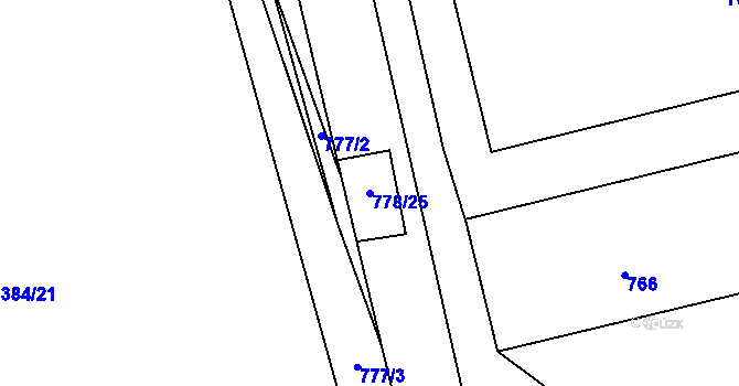Parcela st. 778/25 v KÚ Horní Kosov, Katastrální mapa