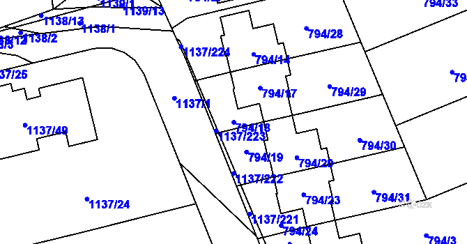 Parcela st. 794/18 v KÚ Horní Kosov, Katastrální mapa