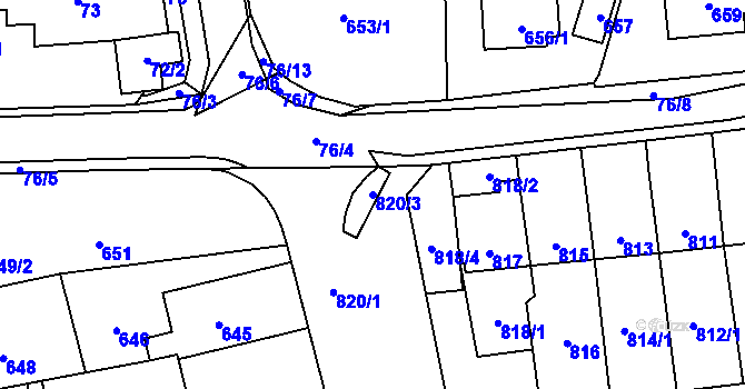 Parcela st. 820/3 v KÚ Horní Kosov, Katastrální mapa