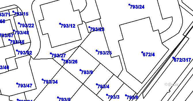 Parcela st. 793/25 v KÚ Horní Kosov, Katastrální mapa