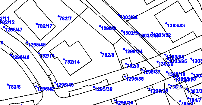 Parcela st. 782/8 v KÚ Horní Kosov, Katastrální mapa