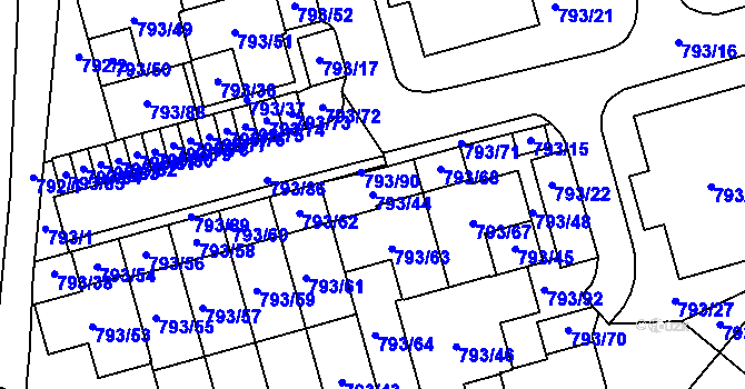 Parcela st. 793/44 v KÚ Horní Kosov, Katastrální mapa