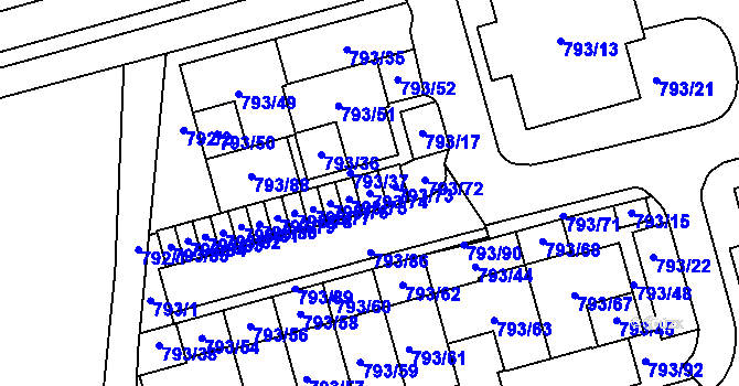 Parcela st. 793/74 v KÚ Horní Kosov, Katastrální mapa