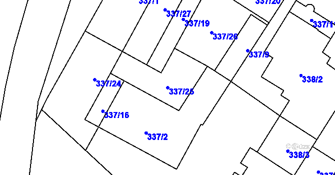 Parcela st. 337/25 v KÚ Horní Kosov, Katastrální mapa